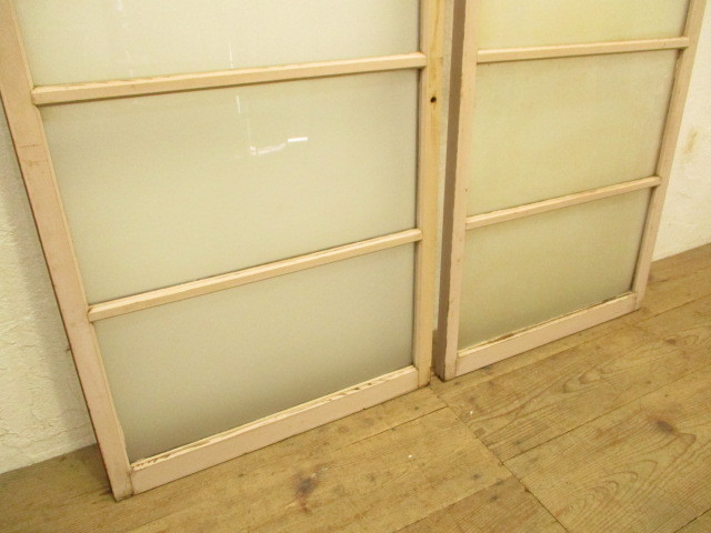 taA475*(2)[H138cm×W67,5cm]×2 sheets * pretty paint. retro old tree frame glass door * fittings sliding door block shop K under 