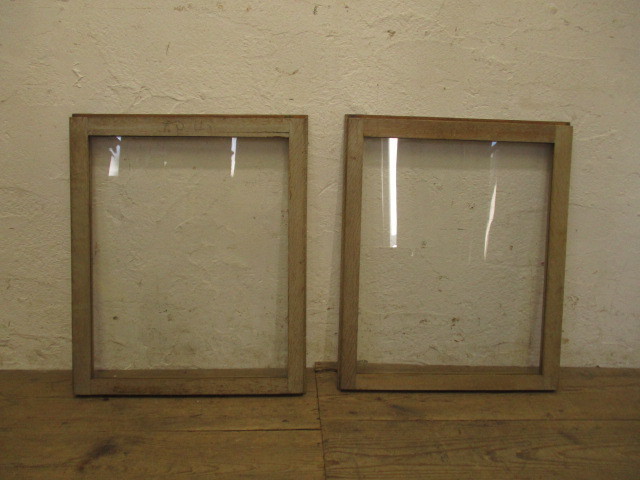 yuJ638*(2)[H54cm×W44,5cm]×2 sheets * retro old tree frame glass door * fittings sliding door small window Cafe marks lie reform S.1