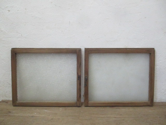 yuO835*[H42,5cm×W51cm]×2 sheets * diamond glass. small ... old tree frame sliding door * fittings sash small window Cafe reform antique S.1