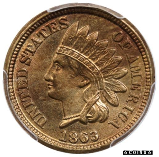 金貨 銀貨 硬貨 アンティークコイン 1863 Indian Head Penny 1C MS 64 PCGS #2179(貨幣)｜売買された