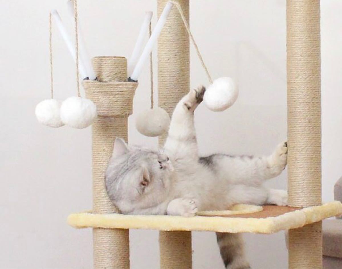 キャットタワー  猫おもちゃ 猫ベッド　組み立て簡単 爪とぎ 猫タワー 据え置き  インテリア相性抜群　ひんやりシーツ付き
