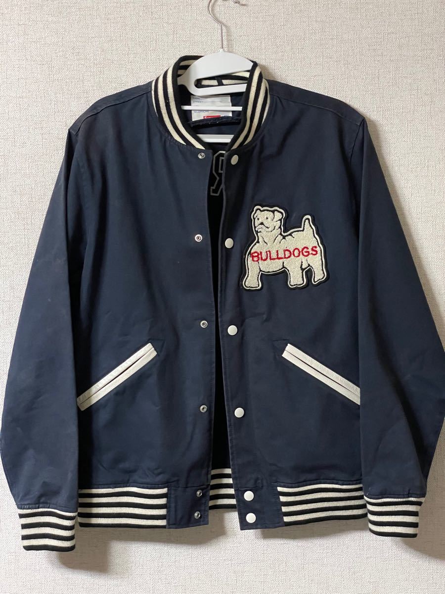 古着【supreme】ブルドッグ/BULLDOGS WAPPEN VARSITY JACKET/Lサイズ/ジャケットNVYネイビー