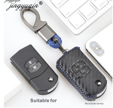 R1539:2 button carbon leather car remote f lip key case cover Mazda 3 2 6 M2 M3 M5 M6 CX-5 CX-7 CX-9 RX-8 MX5