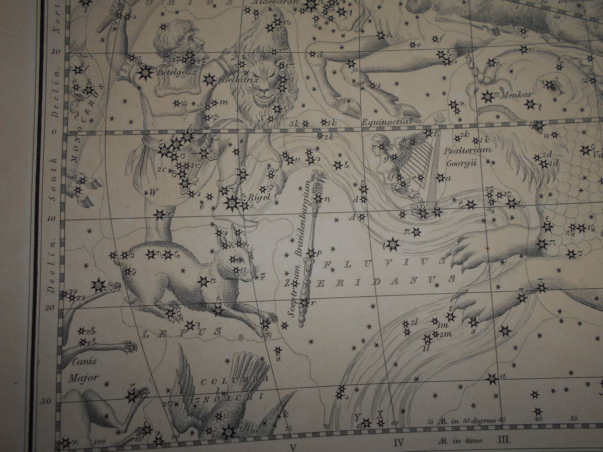 アンティーク、天文、宇宙、星座早見盤、銅版画、イギリス1842年『ミドルトン星図帳』Star map, Planisphere, Celestial  atlas