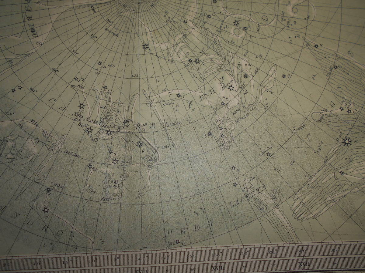 アンティーク、天文、宇宙、星座早見盤、彩色銅版画、イギリス アンティーク、天文、宇宙、星座早見盤、彩色銅版画、イギリス