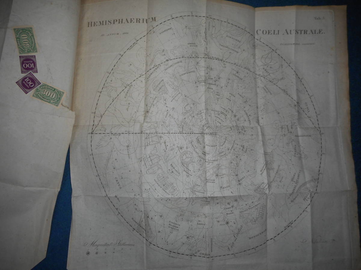 アンティーク、古天文書astronomy星座早見盤ボーデの星図1810年 アンティーク、古天文書astronomy星座早見盤ボーデの星図1810年
