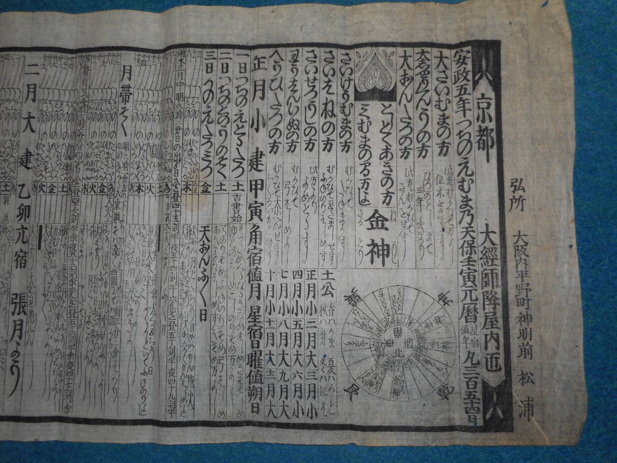 アンティーク、天文暦学書、卜占、地方暦、江戸期和本1858（安政5）年 