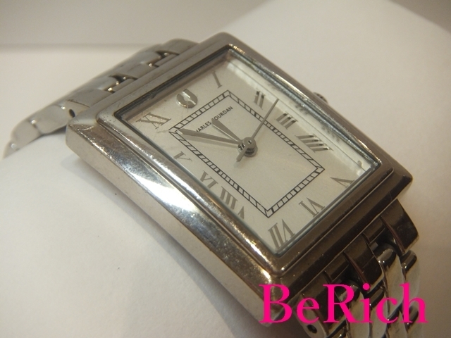  Charles Jourdan CHARLES JOURDAN men's wristwatch white white face SS silver analogue quartz watch [ used ]ht2306