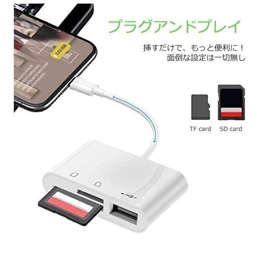 iPhone SD カードリーダー lightning SD/TF 最新 iOS14 双方向転送 Office資料 