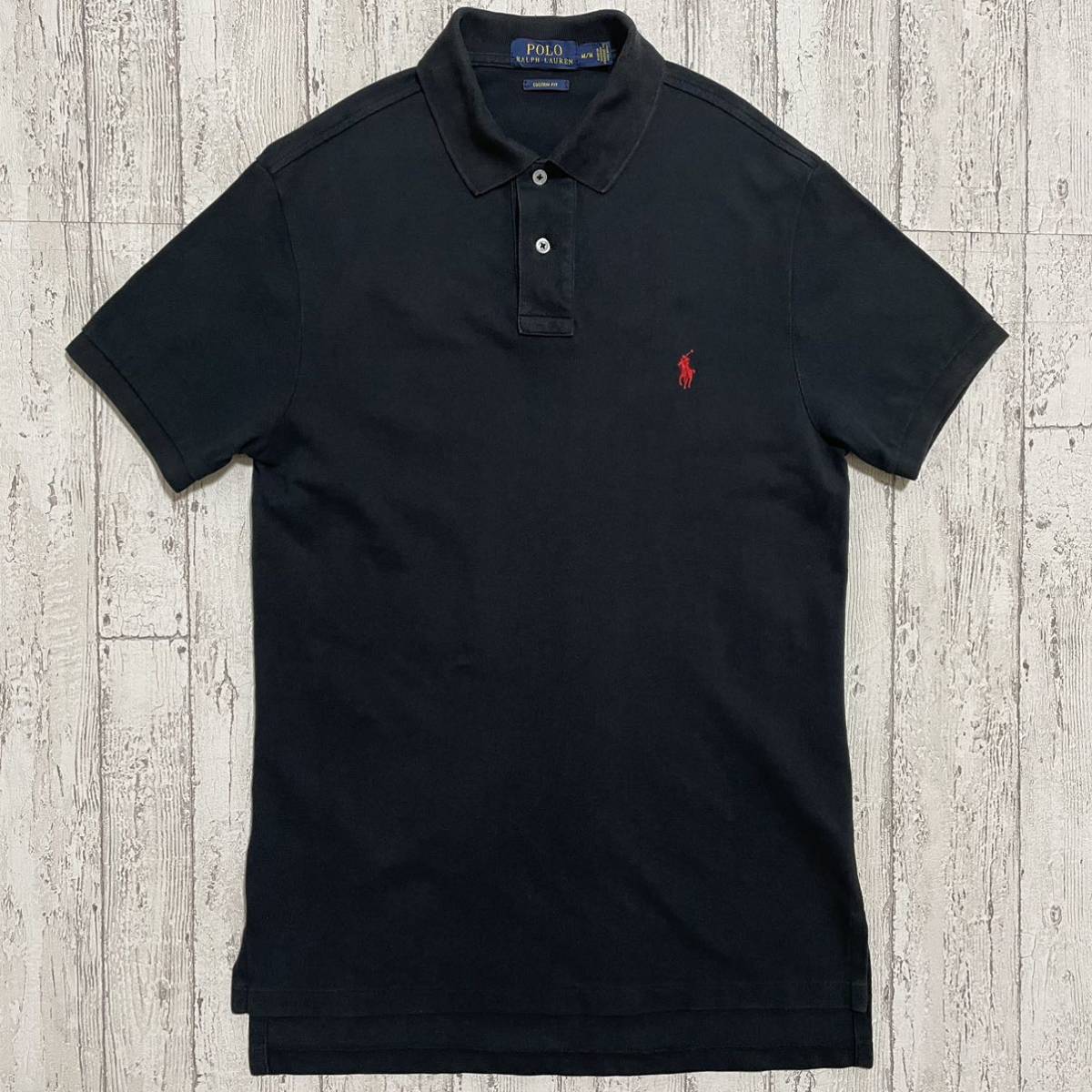 【人気アイテム】ポロラルフローレン POLO RALPH LAUREN 半袖 ポロシャツ Mサイズ ブラック レッドポニー 刺繍ロゴ_画像4