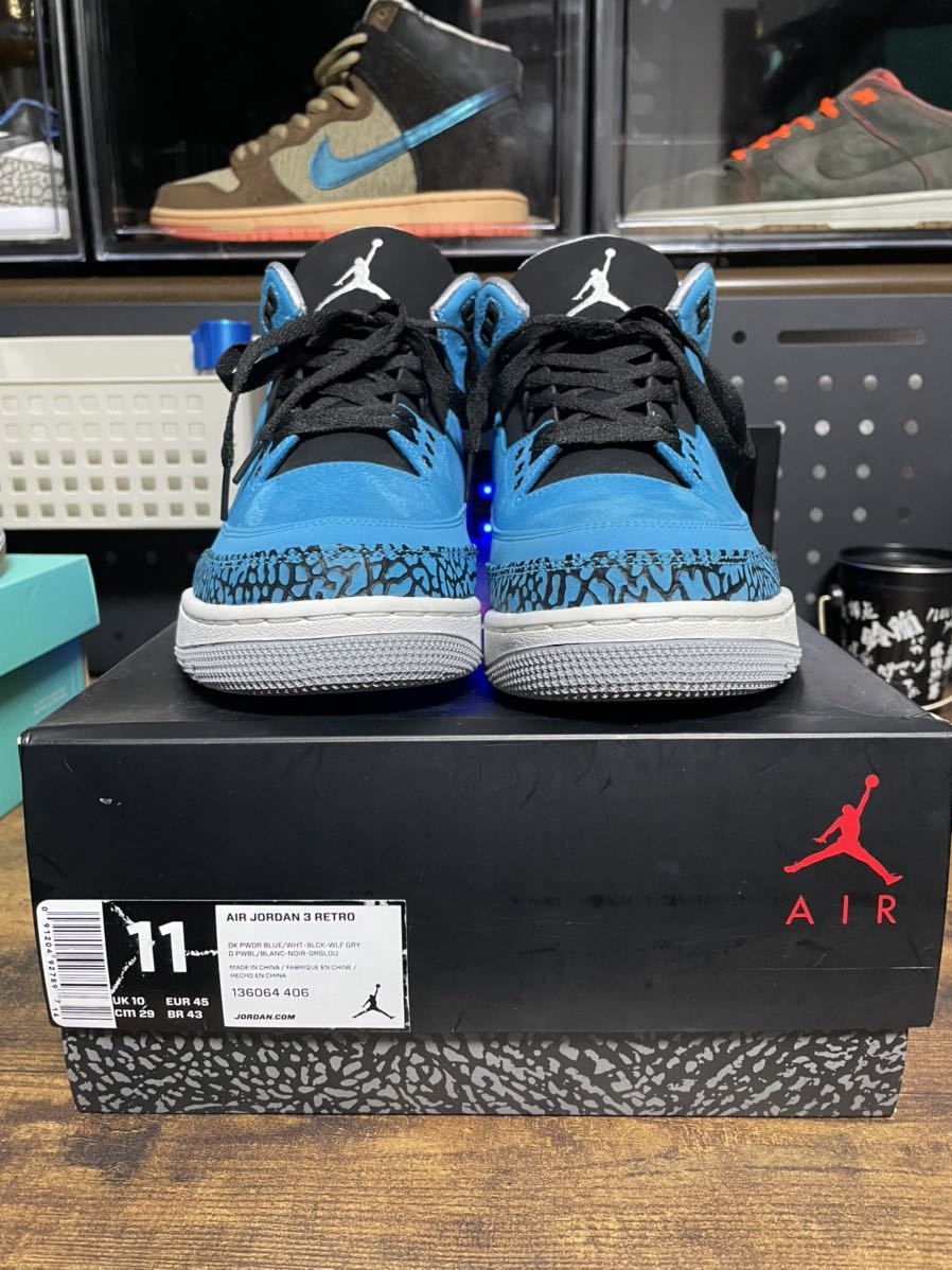 希少!中古品美品!SALE! AIR JORDAN 3 RETRO ダークパウダーブルー