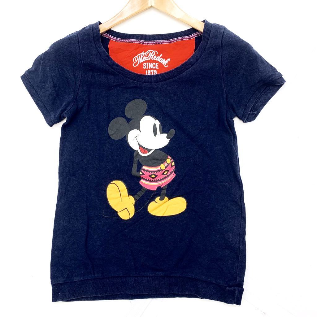 ■ディズニー ミッキー DISNEY MICKEY ダークネイビー レディース 半袖Tシャツ Mサイズ 細身 キレイなシルエット感♪■G137_画像2