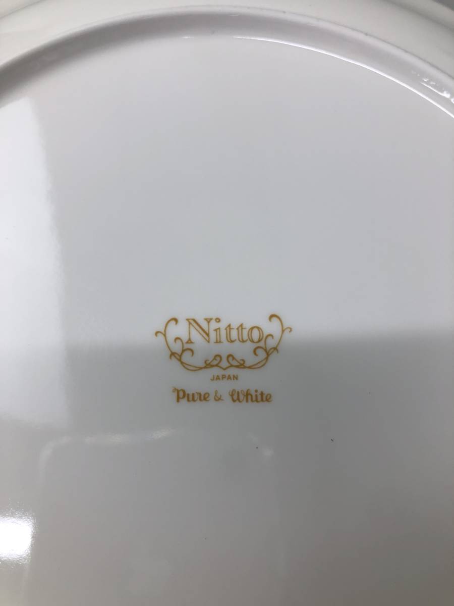 B2623　日本製　NITTO ニットー　Pure&White お皿　直径約26ｃｍ　プレート　ケーキ皿　デザート皿　花柄　パンジー　陶器_画像7