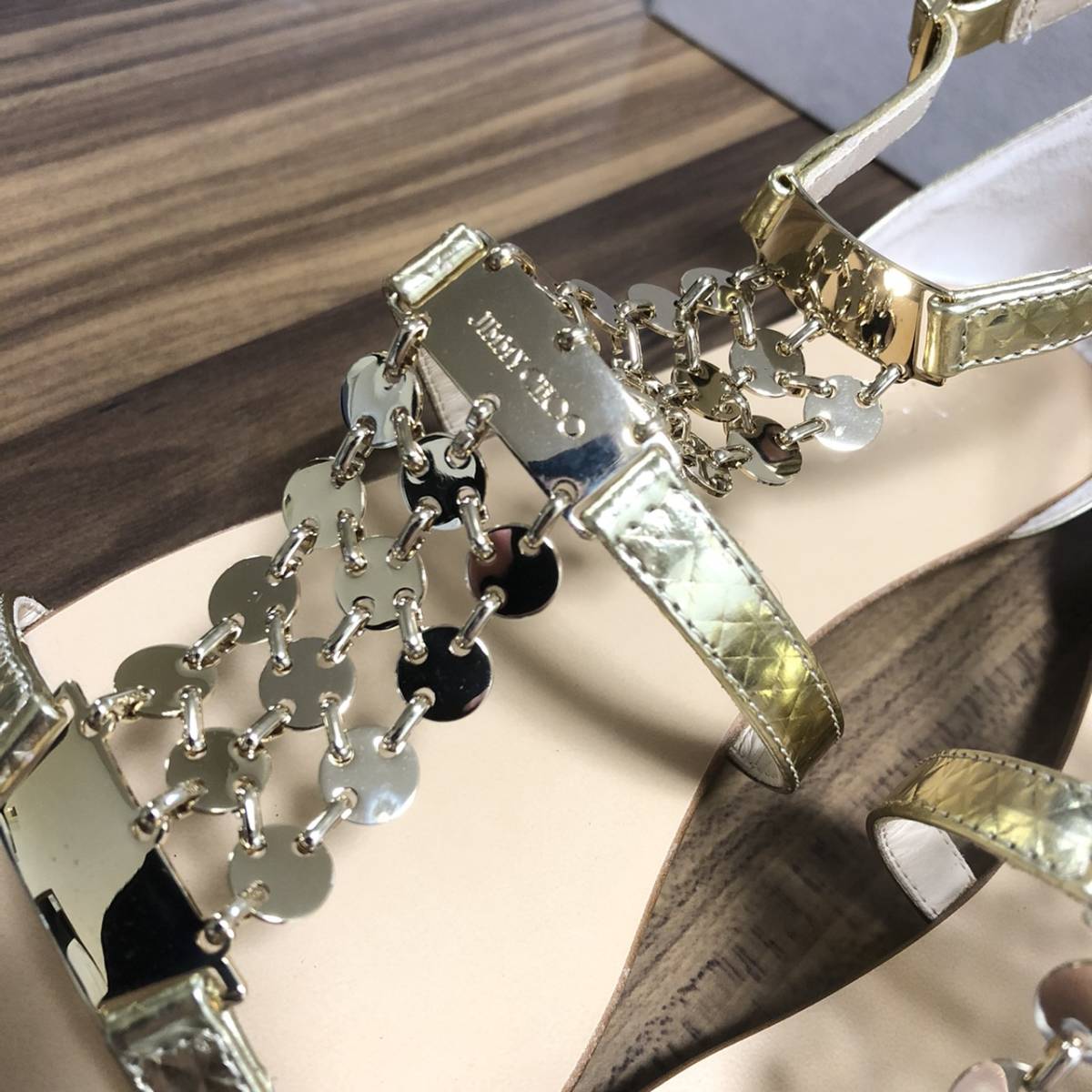 новый товар *JIMMY CHOO Jimmy Choo женский сандалии 39 26. Gold кожа elegant!