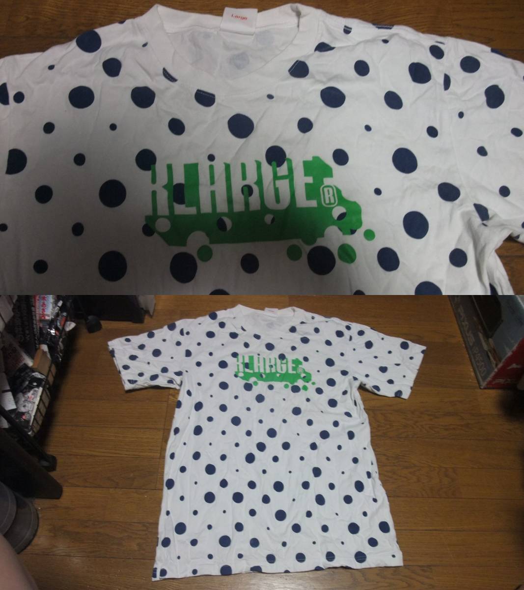 エクストララージ xlarge x-large 水玉 dot ドット Tシャツ L 白_画像1