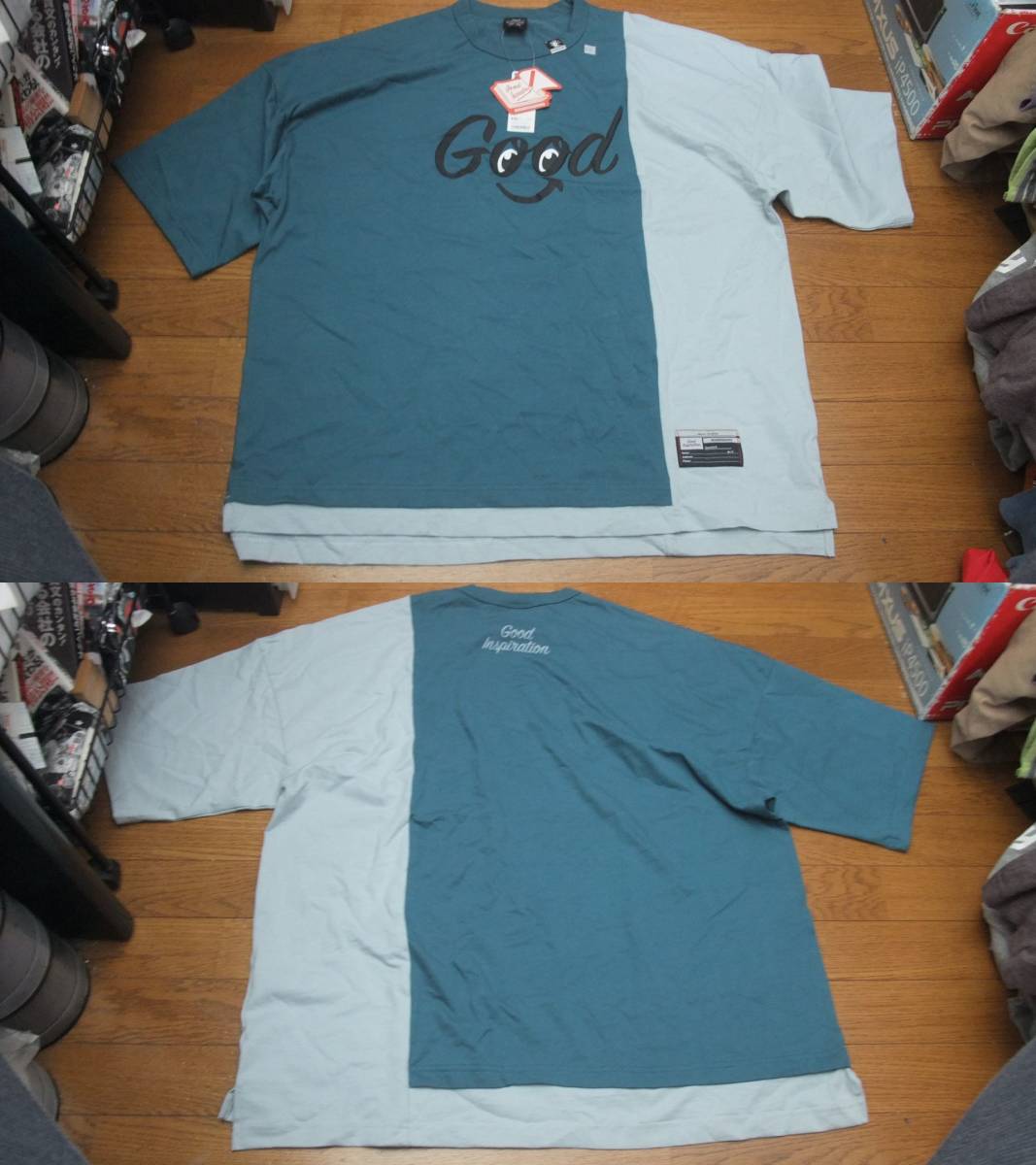 送料無料 新品 ミハラヤスヒロ コラボ クレイジーカラー 切替 Tシャツ XXL ジーユー gu mihara yasuhiro