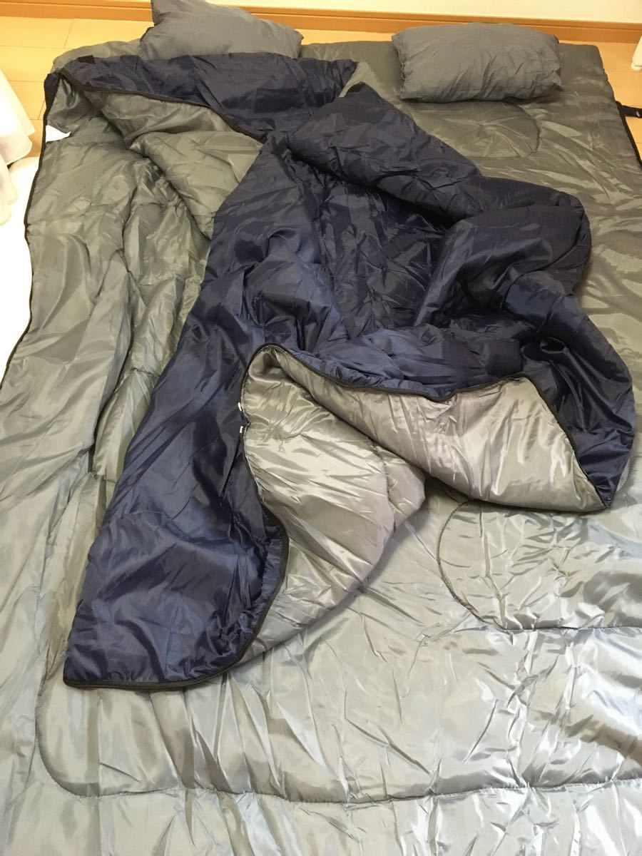 4色 寝袋 2人用 枕付き セパレート 連結 オールシーズン 丸洗い シュラフ キャンプ アウトドア 防災 避難 登山 -5℃