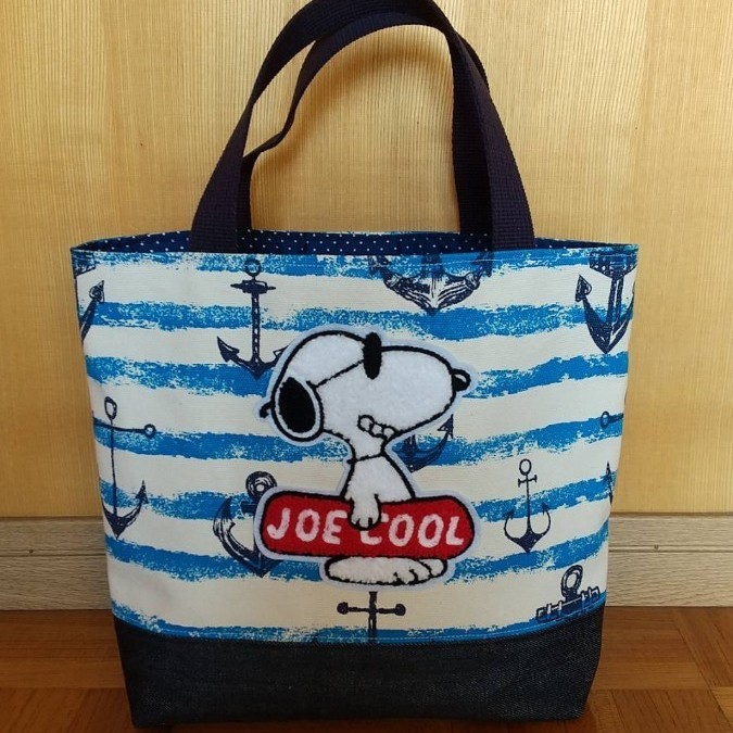 Paypayフリマ ハンドメイド Snoopy スヌーピー トートバッグ イカリ柄 マリン 夏 もこもこ ワッペン 海 Paypayフリマ ハンドメイド Snoopy スヌーピー トートバッグ イカリ柄 マリン 夏 もこもこ ワッペン 海
