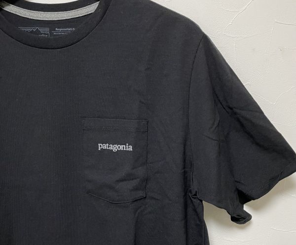 パタゴニア Tシャツ 38511 サイズM ブラック ライン ロゴリッジ ポケット レスポンシビリティー PATAGONIA メンズ