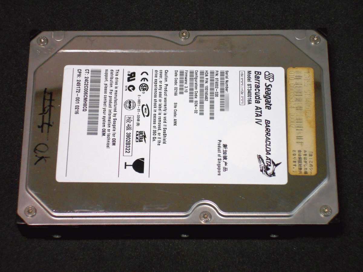 Seagate ST340016A / 40GB IDE ATA100 7200 HDD