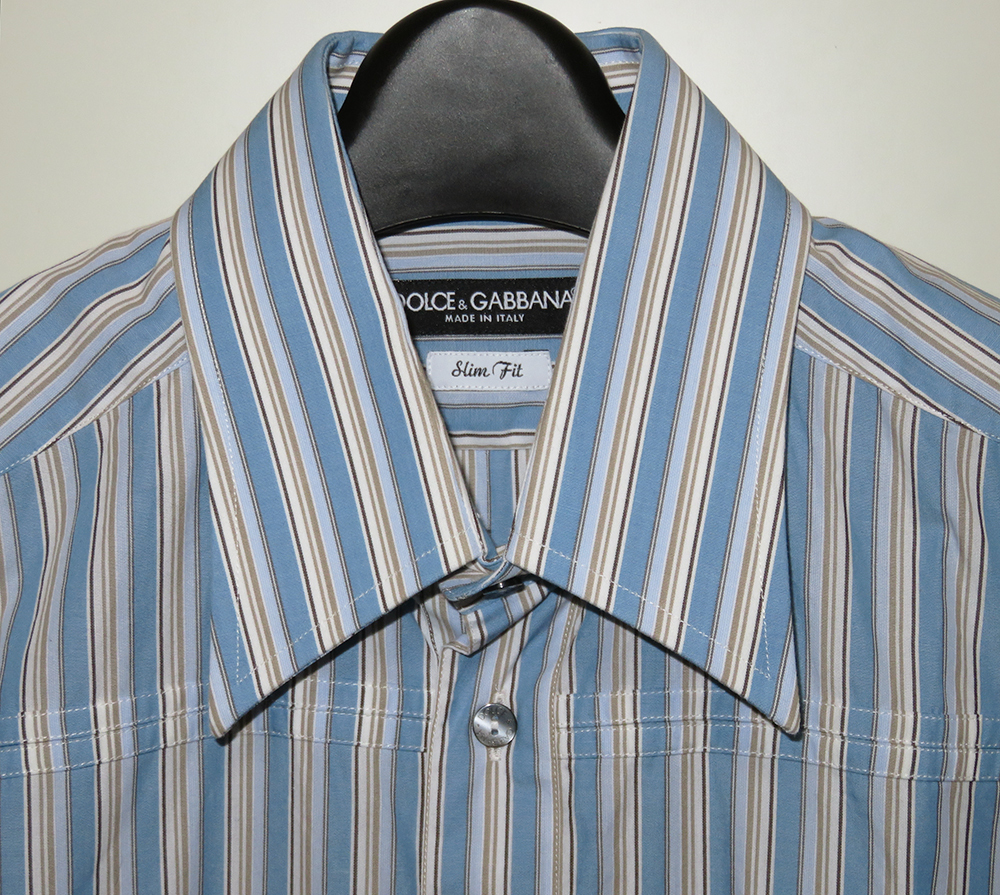 DOLCE&GABBANA ナポレオンボタンストライプシャツ 39 Slim Fit 新品同様 国内品 ドルチェ&ガッバーナ_画像5