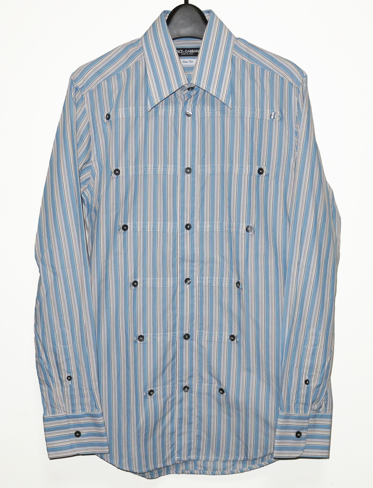 DOLCE&GABBANA ナポレオンボタンストライプシャツ 39 Slim Fit 新品同様 国内品 ドルチェ&ガッバーナ_画像1