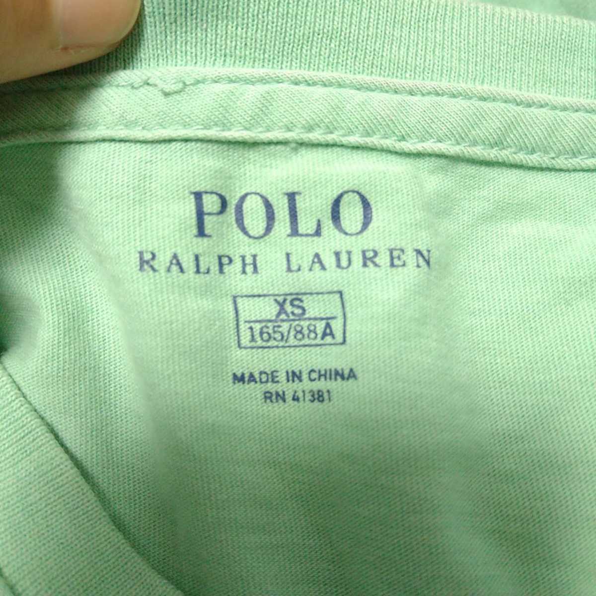 F1992L◇POLO RALPH LAUREN ポロ ラルフローレン◇サイズＸＳ 半袖Tシャツ Tシャツ ライトグリーン メンズ ヴィンテージ 古着 ワンポイント_画像8