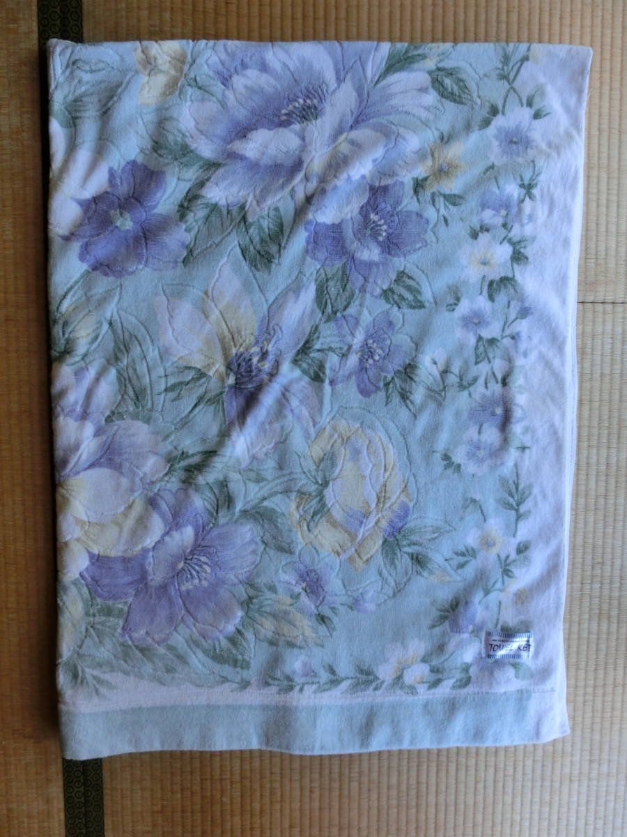 【美品】使用品 日本製 タオルケット　シングルサイズ 花柄　　1_画像2