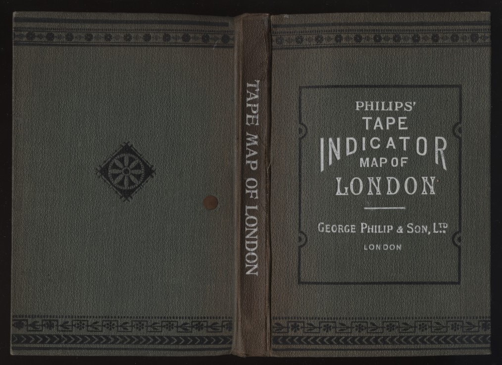  London городская территория map 1 листов PHILIPS' TAPE INDICATOR MAP OF LONDON лента индикатор карта 1920 год примерно : Британия Англия карта старая карта temz река 