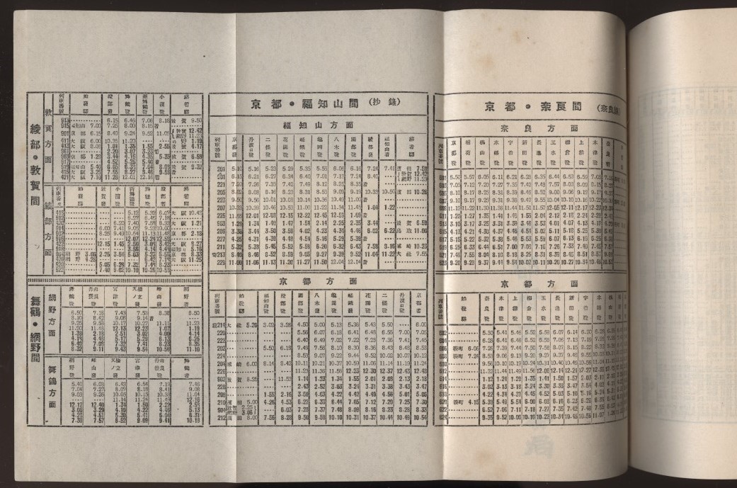 京都遊覧の栞 昭和3年 折込み国鉄時刻表入（東海道線大阪米原間上り下り・京都-福知山 京都-奈良 綾部・敦賀間 舞鶴・綱野間) 観光交通案内_画像9