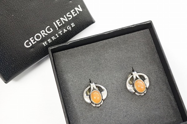 #anza ジョージジェンセン GEORGJENSEN イヤリング 2006 ストーン シルバー オレンジ レディース [662549]_画像5