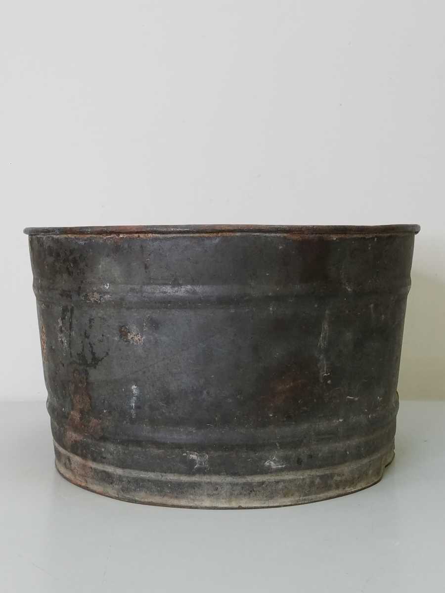  car Be Schic tin plate bucket diameter approximately 29cm gardening Vintage antique washtub Junk garden pot cover planter 