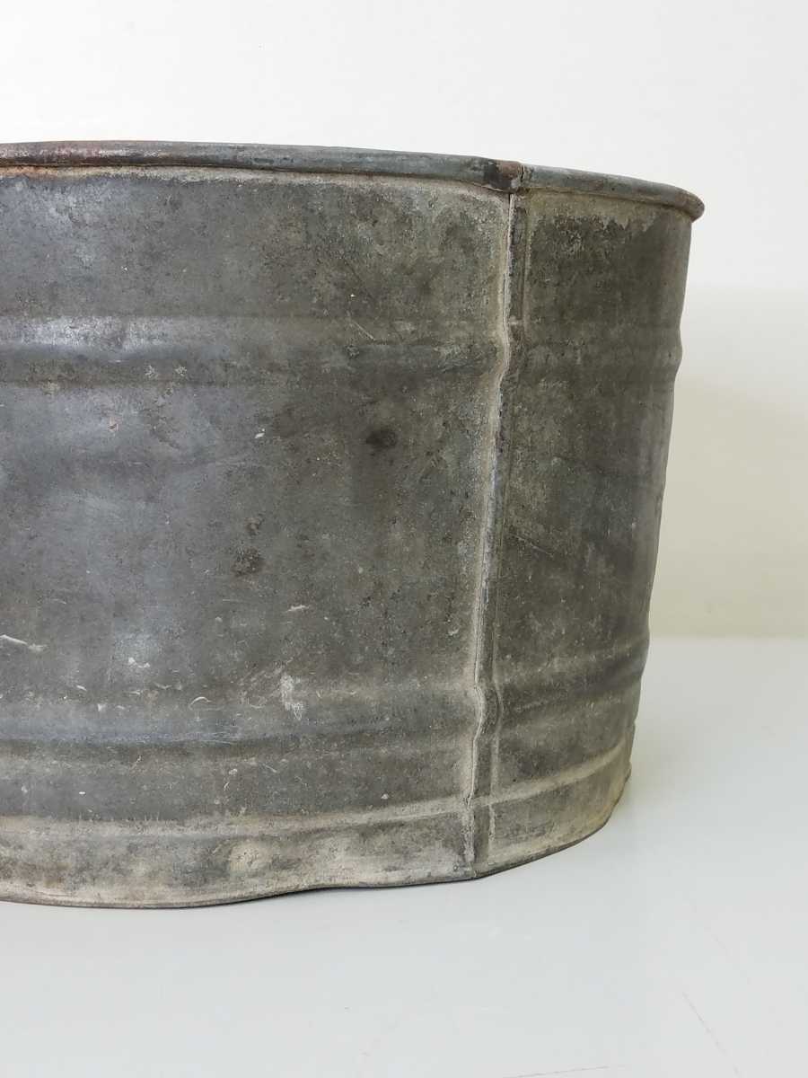  car Be Schic tin plate bucket diameter approximately 29cm gardening Vintage antique washtub Junk garden pot cover planter 