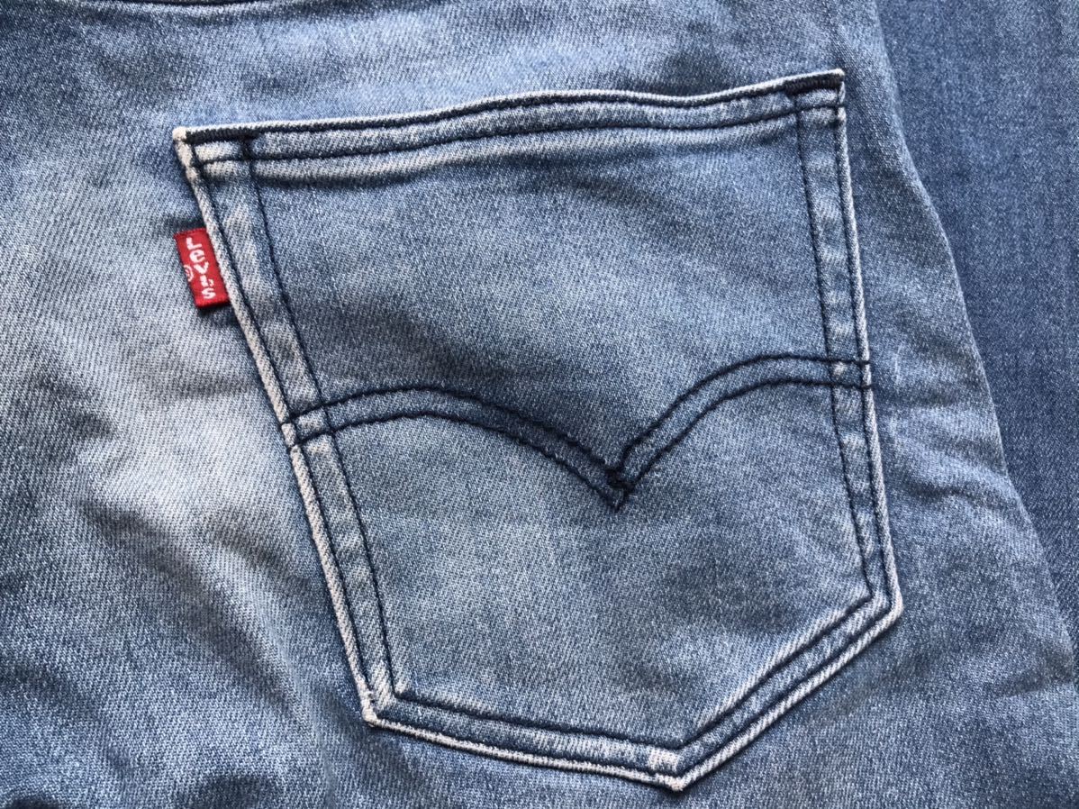 【即】W32 リーバイス　levi's504 ストレッチ　ライトブルー　ストレート　ユーズド加工　ジッパーフライ　スモールe赤タブ_画像3