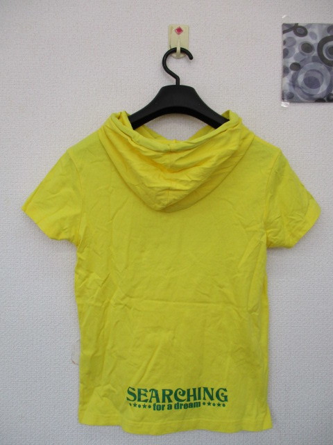 ★ 半袖 プリント Tシャツ フード付き 黄色（L)_画像2