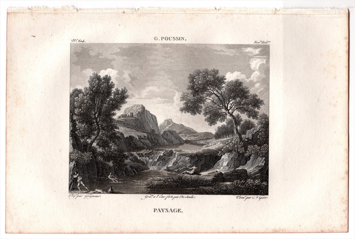 1813 year Filhol copperplate engraving gas pearl *te.geG.POUSSIN Rome outskirts. scenery PAYSAGE