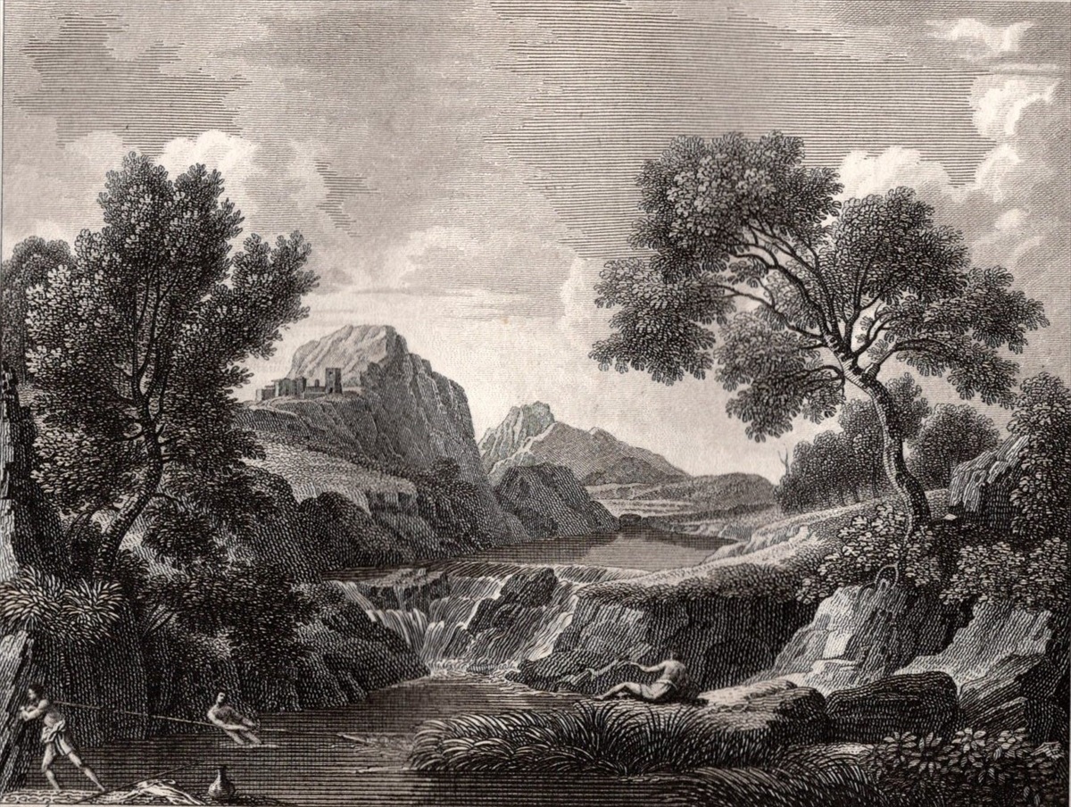 1813 year Filhol copperplate engraving gas pearl *te.geG.POUSSIN Rome outskirts. scenery PAYSAGE