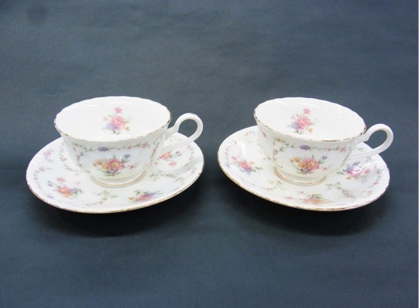 ■Noritake/ノリタケ■花柄　ティーカップ/コーヒーカップ　カップ＆ソーサー　2客セット■USED_画像1