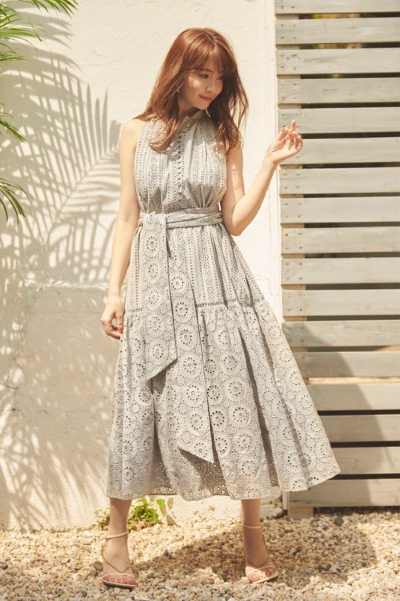 【her lip to】Lace-trimmed Belted Dress