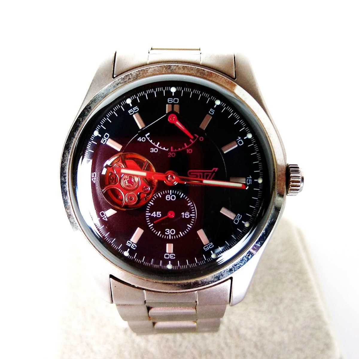 ORIENT×SUBARU STI オリエント スバル 自動巻き パワーリザーブ オープンハート 機械式 メンズ腕時計 動作品　f01_画像1