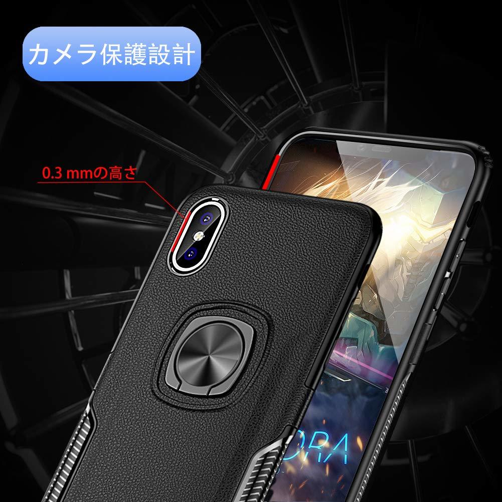 【セット】ケース＋フィルム(iPhone XS用赤色 リング付き TPU 薄型 軽量 レッド+透明強化ガラスフィルム iPhone Xも可 アイホン アイフォン_画像6