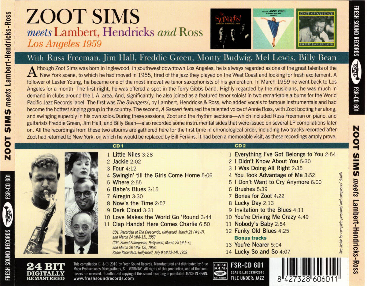 ■【2CD】ZOOT SIMS meets Lambert, Hendricks, and Ross 1959■_画像2
