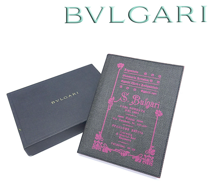 [Неиспользованный] Bvlgari Bvlgari Korezion Notebook Memoda Notebook Notebook Glay Pink Устойчивый логотип PVC Men's Ladies Box