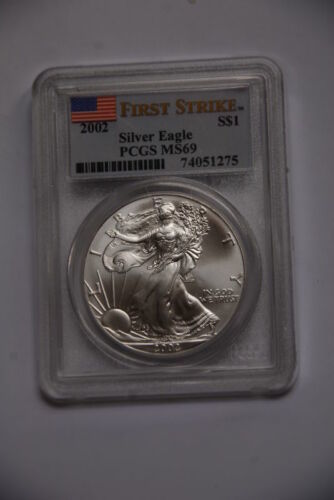 (20)2002アメリカン 銀貨 イーグル ファーストストライク MS69 PCGS 硬貨
