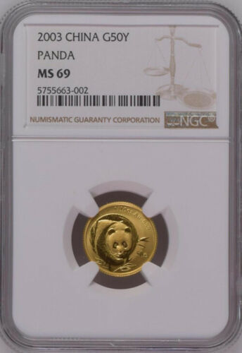 NGC MS69 2003年中国パンダ1/10オンス金貨 硬貨