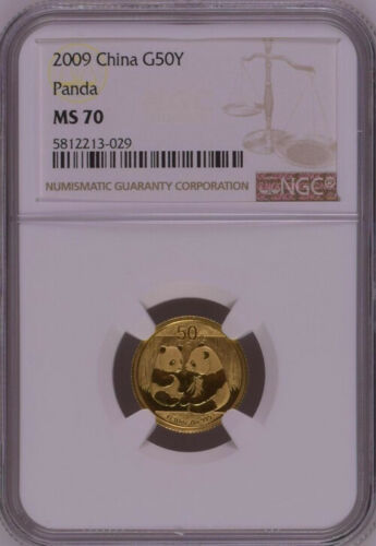 NGC MS70 最高鑑定 2009年中国パンダ1/10オンス金貨 硬貨_画像1