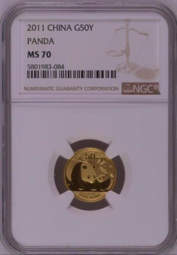 NGC MS70 最高鑑定 2011年中国パンダ1/10オンス金貨 硬貨