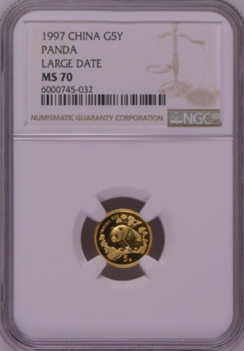 NGC MS70 最高鑑定 1997年中国パンダ1/20オンス金貨 硬貨