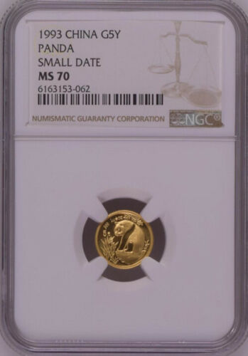 売れ筋アイテムラン NGC MS70 硬貨 1993年中国パンダ1/20オンス金貨小