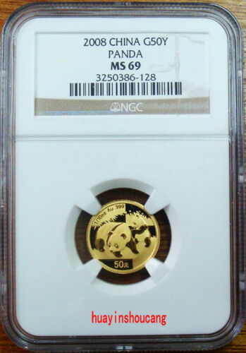 2008 Китай 1/10 унций G50Y Gold Panda Coin NGC MS69 COIN